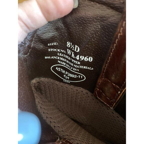 Justin Boots Western Brown Leather Waterproof EH WK4960 Men's Size 8.5D - Picture 6 of 7